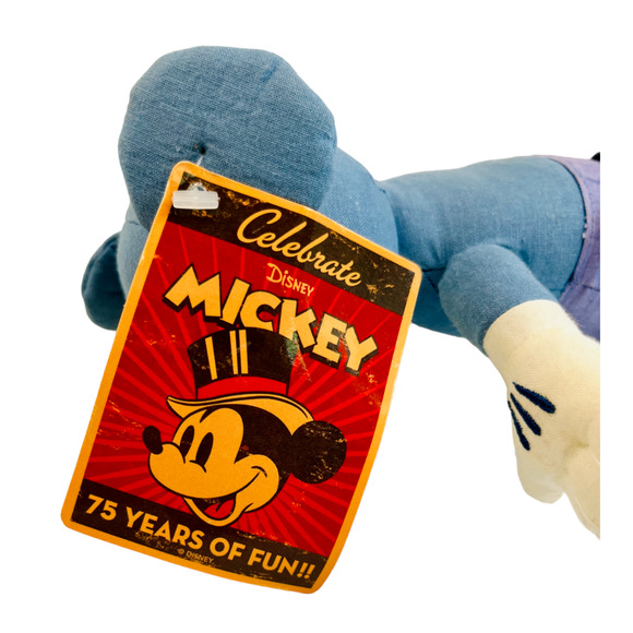Blue Mickey Mouse Plush Toy Factory Celebrate 75 Years of Fun Disney 10" New NWT - Picture 8 of 16
